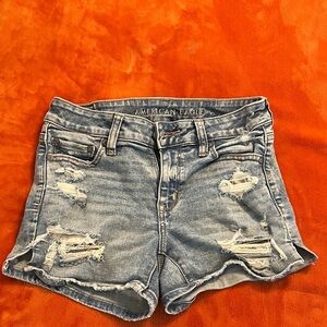 American Eagle Outfitters Distressed Denim Shorts - Light Blue